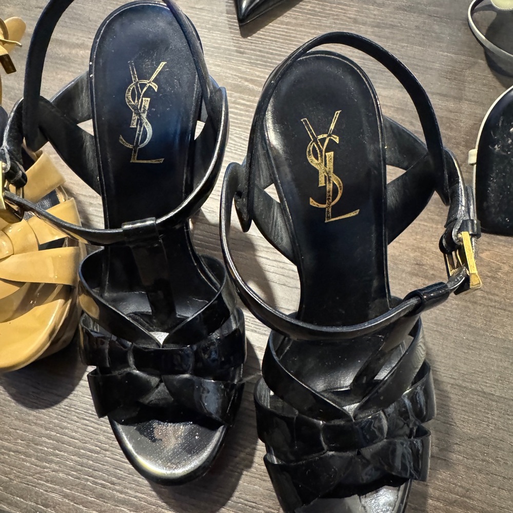 Yves Saint Laurent Black Strappy Sandals